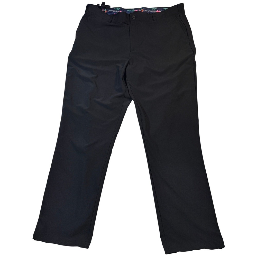 Birdie & Bound Mens Black Golf Pants Flat Front Straight Leg Size 40x32